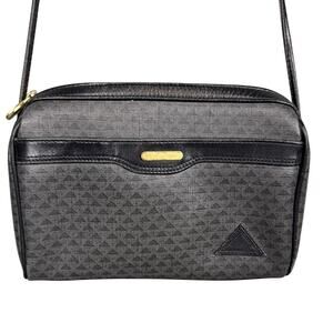 Vintage Liz Claiborne Signature Cross Body Purse Zip Top Black Leather Trim